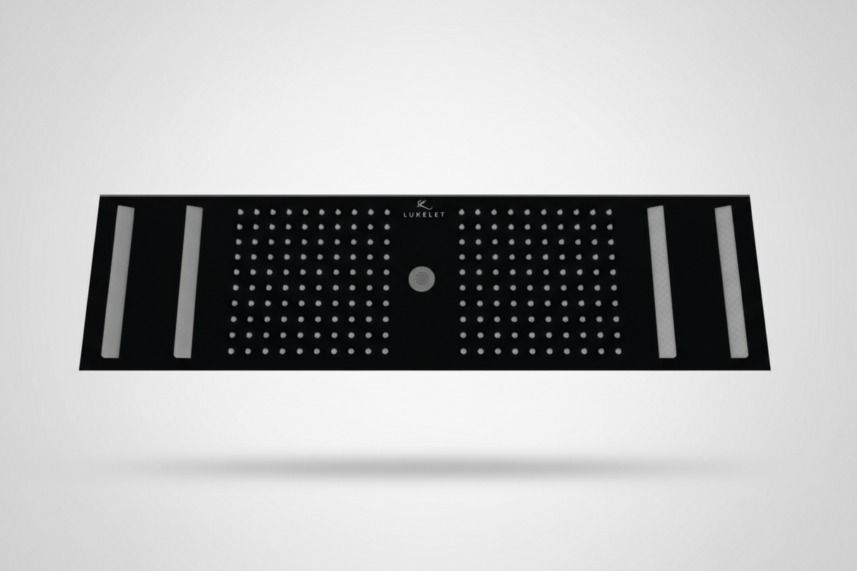 HYDRA LED CEILING SHOWER 4 FLOW WITH INST KIT - LUXELET -  ( MATTE BLACK - MIK - 900x300 mm - 36inchX12inch )