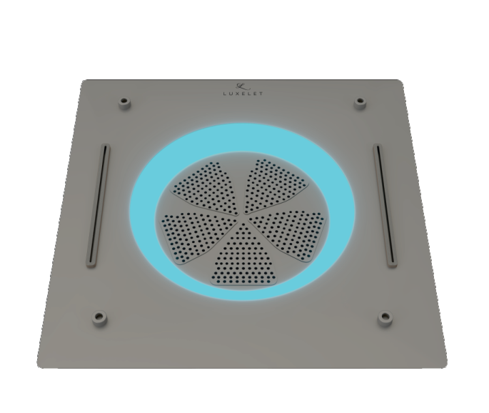 HYDRA LED CEILING SHOWER 3 FLOW WITH INST KIT - LUXELET -  ( STEEL BRONZE - TIBO - 550x500 mm - 22inchX20inch )