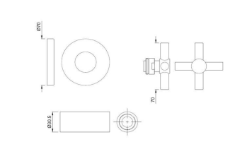 EXPOSED PART KIT OF CONCEALED STOP COCK HOT ONLY & FLUSH COCK W/FLANGE - JAQUAR FAUCETS - (CHROME - SOLO - 0x0 mm - 0inchX0inch)