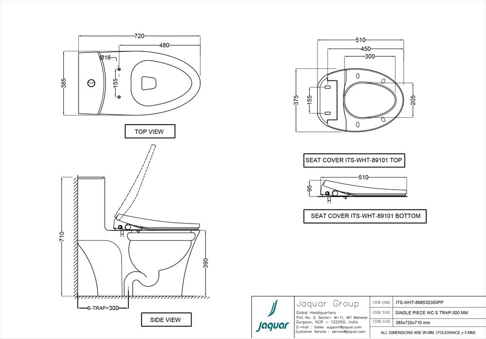 RIMLESS SING.PIECE-WC W/ELECTRONIC PP SC - JAQUAR SWARE - ( WHITE - BIDSPA - 0x0 mm - 0inchX0inch )