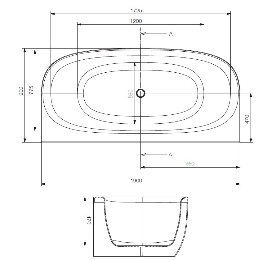 BATH TUB W/POWDER COATED FRAME - JAQUAR WELLNESS - ( WHITE - ARC - 1800x900 mm - 76inchX36inch )