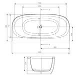 BATH TUB W/POWDER COATED FRAME - JAQUAR WELLNESS - ( WHITE - ARC - 1800x900 mm - 76inchX36inch )