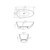 FREE STANDING BATH TUB W/WASTE & OVRFLOW  - JAQUAR WELLNESS -  ( WHITE - OLIVIA - 1600x750 mm - 64inchX30inch )