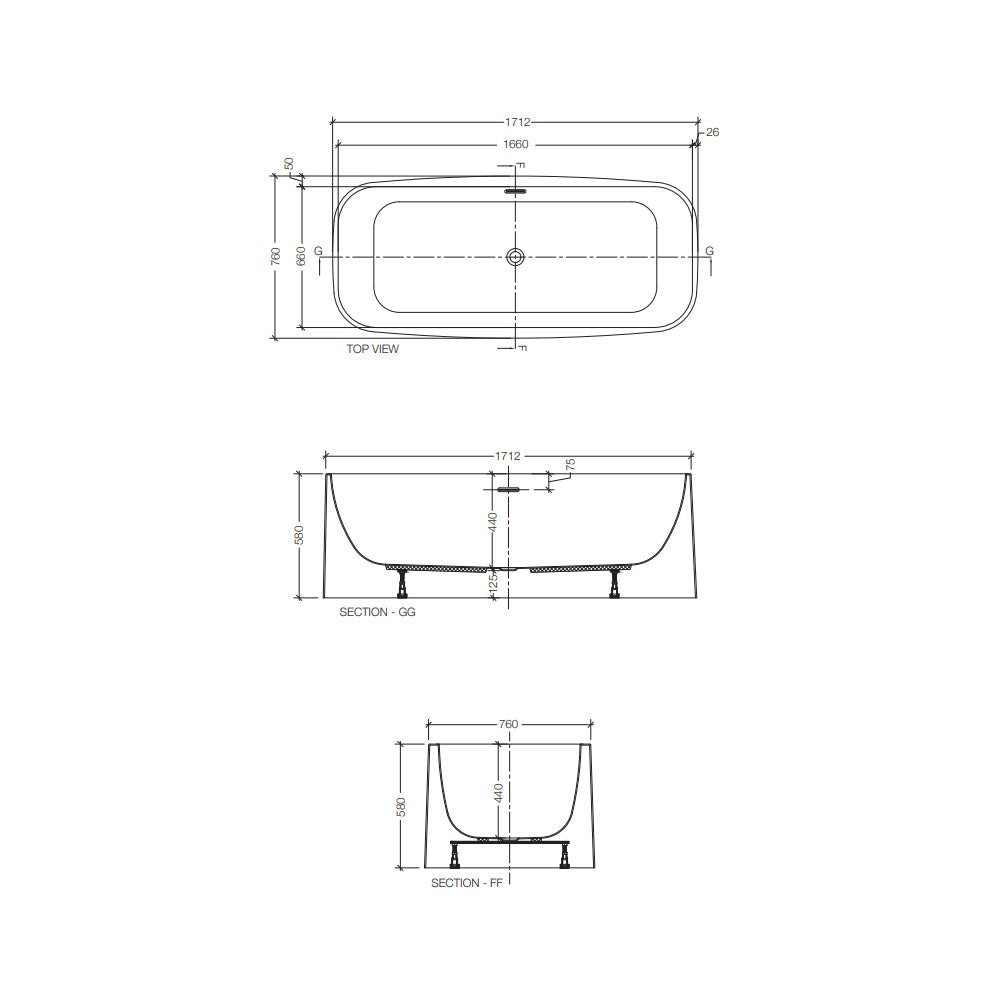 FREE STANDING BATH TUB W/WASTE & OVRFLOW - JAQUAR WELLNESS - ( WHITE - ALASKA - 1700x750 mm - 67inchX30inch )