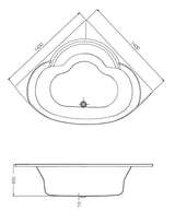BATH TUB W/POWDER COATED FRAME - JAQUAR WELLNESS - ( WHITE - FUSION - 1400x1400 mm - 56inchX56inch )