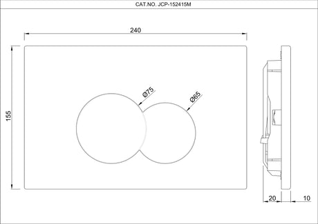 CONTROL PLATE - JAQUAR CISTERN -  ( GRAPHITE - OPAL - 240x155 mm - 9.6inchX6.2inch )