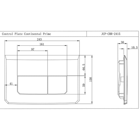 CONTROL PLATE - JAQUAR CISTERN -  ( CHROME - CONTINENTAL PRIME - 243x158 mm - 9.72inchX6.3inch )