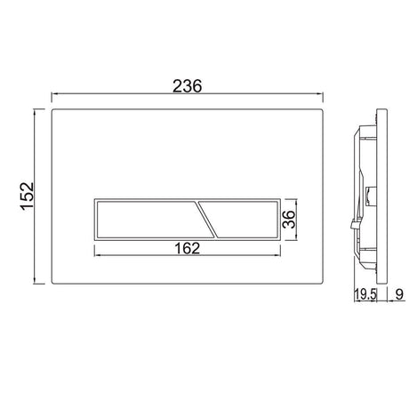 CONTROL PLATE - JAQUAR CISTERN -  ( CHROME - FUSION - 236x152 mm - 9.44inchx6.08inch )