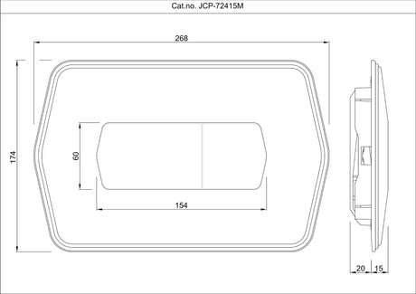 CONTROL PLATE QUEENS PRIME - JAQUAR CISTERN -  ( CHROME - D-ARC - 268x174 mm - 10.72inchx6.96inch )