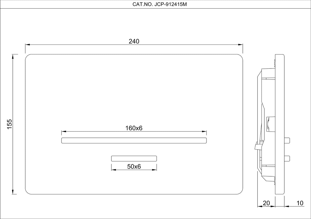 CONTROL PLATE - JAQUAR CISTERN -  ( BLACK CHROME - LAGUNA - 240x155 mm - 9.6inchX6.2inch )