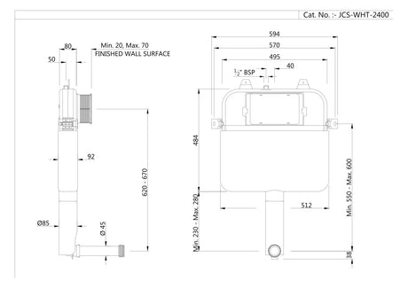 CONC.CISTERN 80MM W/O FRAME - JAQUAR CISTERN -  ( WHITE -  - 0x0 mm - 0inchx0inch )