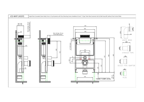 SINGLE PIECE SLIM CONCEALED CISTERN BODY - JAQUAR CISTERN -  ( WHITE -  - 0x0 mm - 0inchx0inch )