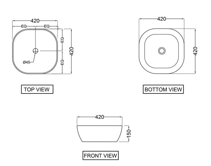 TABLE TOP BASIN - JAQUAR SWARE - ( GRM - JDR - 400x400 mm - 16inchX16inch )