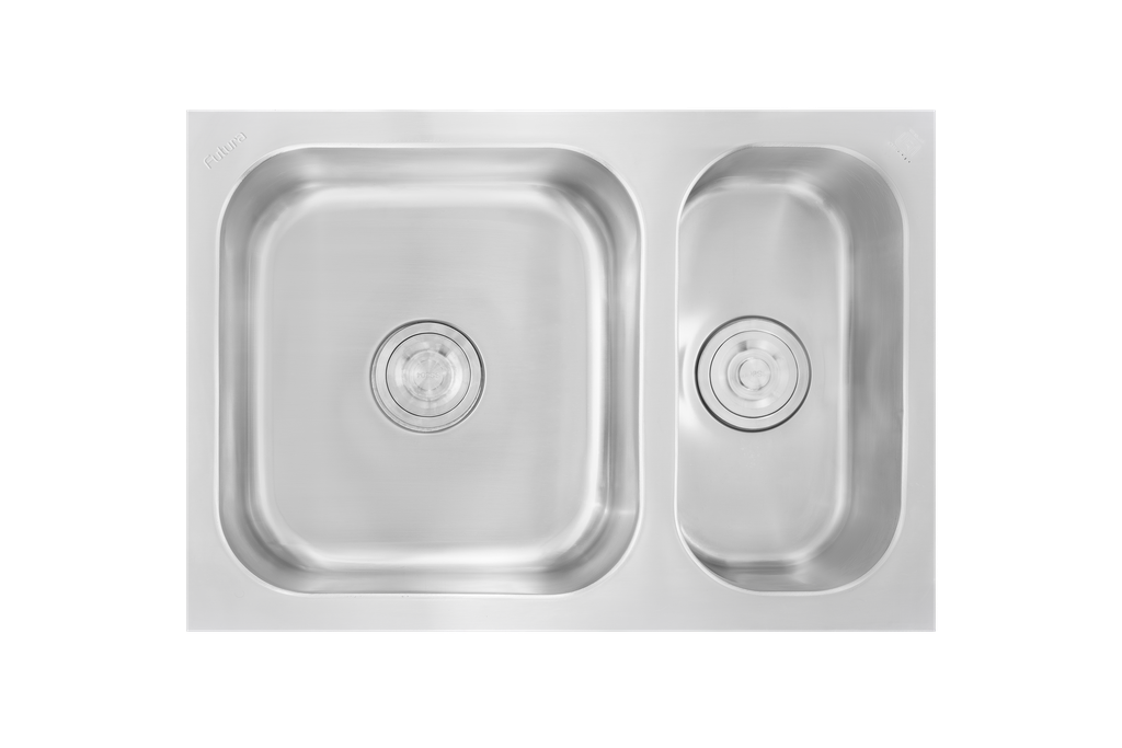 1 BOWL WITH 1 VEG BOWL WITH WASTE COUPLING (DEPTH 8INCH) - FUTURA -  ( SATIN - DURA - 686x483 mm - 27.44inchX19.32inch )