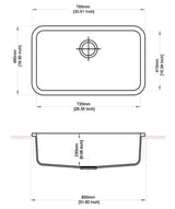 QUARTZ 1.0 BOWL W/O DRAIN BOARD (DEPTH 8INCH) - CARYSIL -  ( GRANITE SNOVA - JUMBO - 785x480 mm - 30inchX19inch )