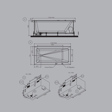 WHIRLPOOL WATER SYSTEM W/O F&S PANEL - JAQUAR WELLNESS -  ( WHITE - FONTE - 1500x750 mm - 60inchX30inch )