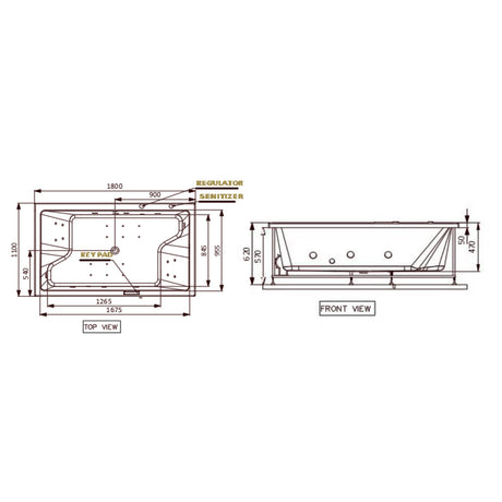 WHIRLPOOL KUBIX PRIME - JAQUAR WELLNESS -  ( WHITE - KUBIX - 1800x1100 mm - 72inchX44inch )
