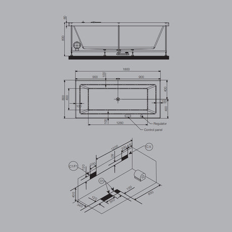 COMBI SYSTEM. ROUND WHIRLPOOL BATH TUB - JAQUAR WELLNESS - ( WHITE - FONTE-R - 1500x1500 mm - 60inchX60inch )