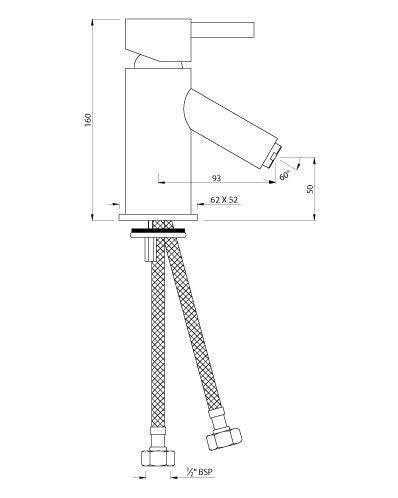 SL BASIN MIXER W/PIPES - ARTIZE FAUCET -  ( CHROME - KAVALIER - 0x15 mm - 0inchX0.5inch )
