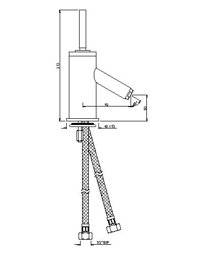 SL BASIN MIXER W/PIPES - ARTIZE FAUCET -  ( CHROME - KAVALIER-J - 0x15 mm - 0inchX0.5inch )