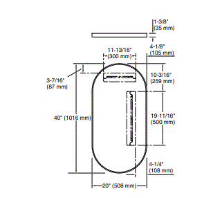 ESSENTIAL CAPSULE MIRROR - KOHLER POPULAR -  ( MATT BLACK - POPULAR - 1016x501 mm - 40.6inchX20inch )