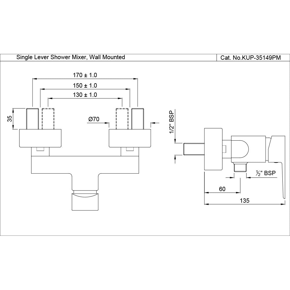 SINGLE LEVER EXPOSED SHOWER MIXER WITH WALL FLANGE - JAQUAR FAUCETS -  ( BLACK MATT - KUBIX PRIME - 0x15 mm - 0inchX0.5inch )