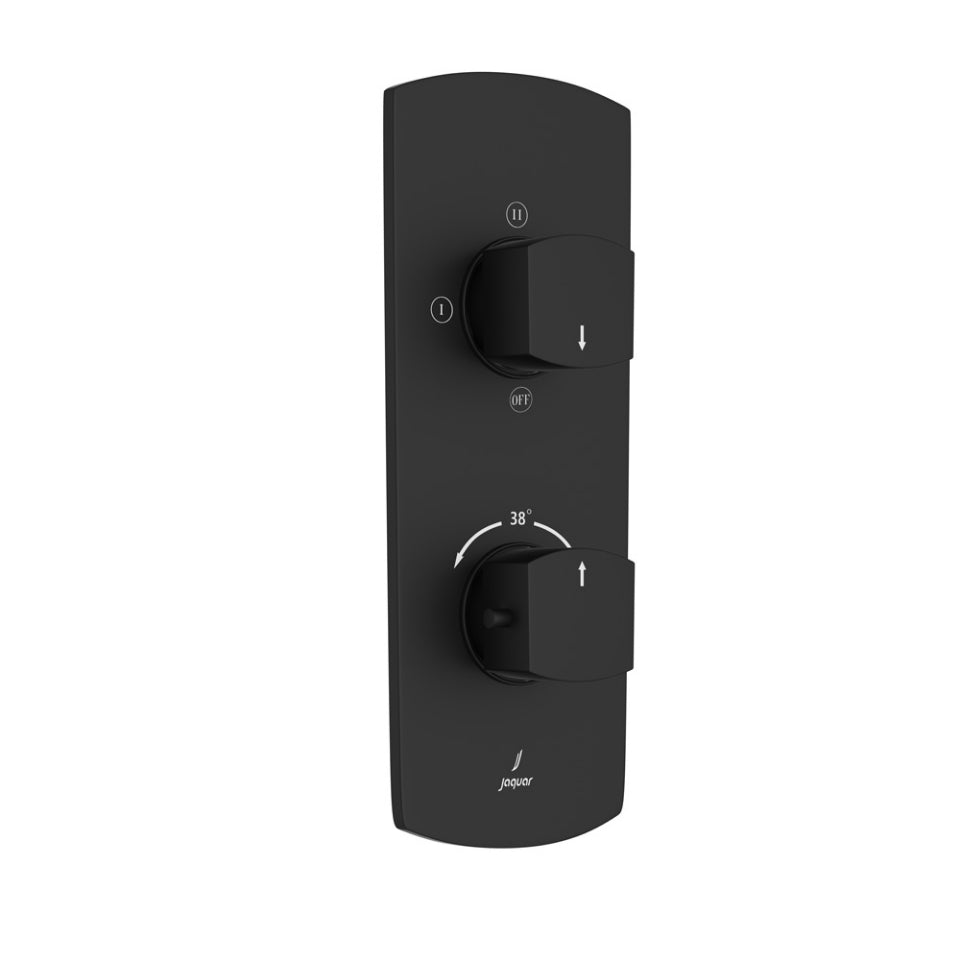(PRUN) AQUAMAX CONCEALED + EXPOSED PART KIT OF THERMOSTATIC SHOWER MIXER WITH 3-WAY DIVERTER & SLEEVE - JAQUAR FAUCETS -  ( BLACK MATT - KUBIX PRIME - 0x20 mm - 0inchX0.75inch )