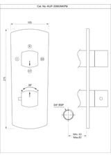 (PRUN) AQUAMAX CONCEALED + EXPOSED PART KIT OF THERMOSTATIC SHOWER MIXER WITH 3-WAY DIVERTER & SLEEVE - JAQUAR FAUCETS -  ( BLACK MATT - KUBIX PRIME - 0x20 mm - 0inchX0.75inch )