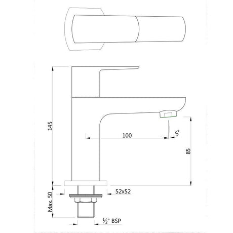 PILLAR COCK - JAQUAR FAUCETS -  ( BLACK MATT - KUBIX PRIME - 0x15 mm - 0inchX0.5inch )