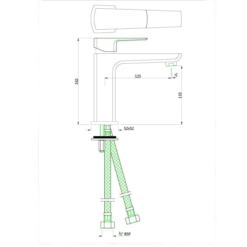 SINGLE LEVER BASIN MIXER WITHOUT POPUP WASTE - JAQUAR FAUCETS -  ( GOLD BRIGHT PVD - KUBIX PRIME - 0x15 mm - 0inchX0.5inch )