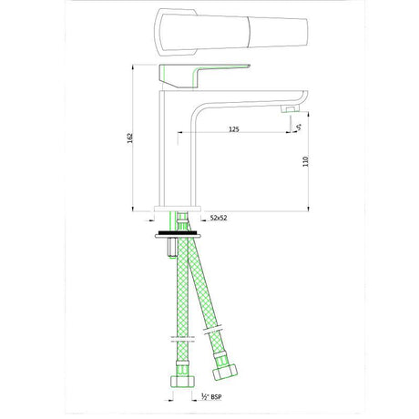 SINGLE LEVER BASIN MIXER WITHOUT POPUP WASTE - JAQUAR FAUCETS -  ( GOLD BRIGHT PVD - KUBIX PRIME - 0x15 mm - 0inchX0.5inch )