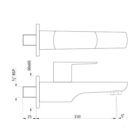 BIB COCK WITH WALL FLANGE - JAQUAR FAUCETS -  ( BLACK CHROME - KUBIX PRIME - 0x0 mm - 0inchx0inch )
