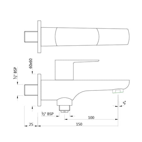 2 WAY BIB COCK WITH WALL FLANGE - JAQUAR FAUCETS -  ( GOLD MATT PVD - KUBIX PRIME - 0x15 mm - 0inchX0.5inch )