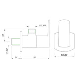 ANGLE COCK WITH FLANGE - JAQUAR FAUCETS -  ( ANTIQUE BRONZE - KUBIX PRIME - 0x15 mm - 0inchX0.5inch )