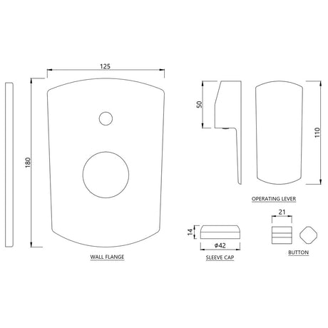 S.L.EXPOSED PARTS DIV KIT BUTTON ON TOP - JAQUAR FAUCETS -  ( BLACK CHROME - KUBIX PRIME - 0x15 mm - 0inchX0.5inch )