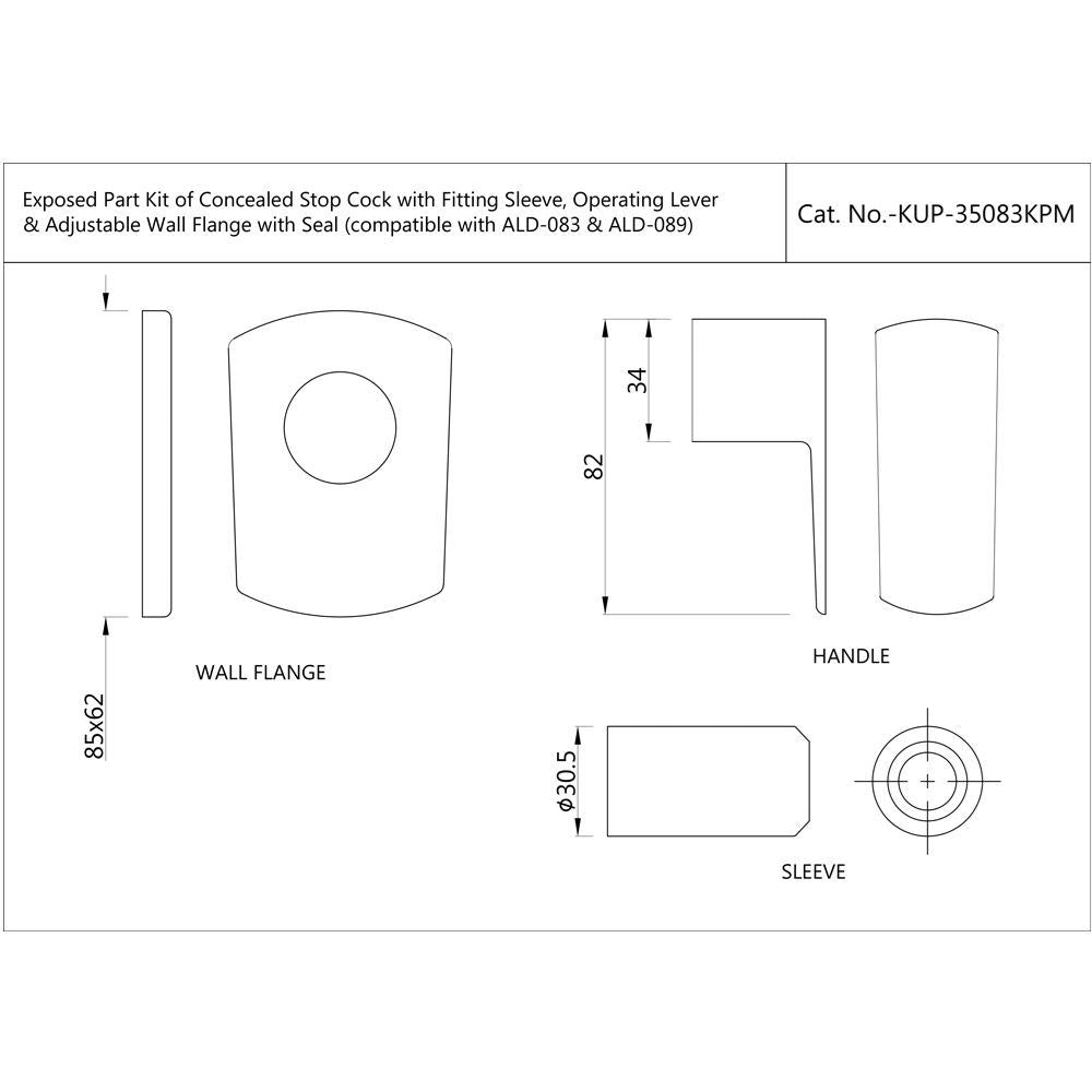 EXPOSED PART KIT OF CONCEALED STOP COCK - JAQUAR FAUCETS -  ( GRF - KUBIX PRIME - 0x0 mm - 0inchx0inch )