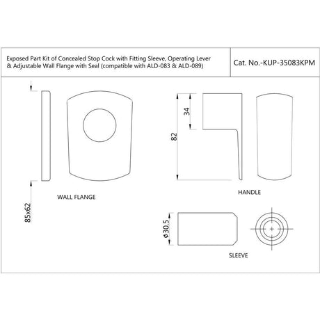EXPOSED PART KIT OF CONCEALED STOP COCK  - JAQUAR FAUCETS -  ( ANTIQUE BRONZE - KUBIX PRIME - 0x15 mm - 0inchX0.5inch )