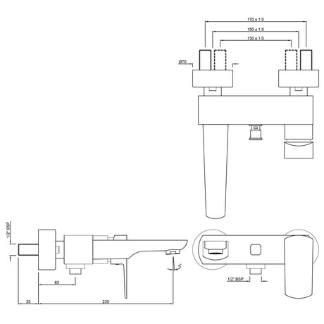 S L WALL MIXER PROV FOR HAND SHOWER - JAQUAR FAUCETS -  ( CHROME - KUBIX PRIME - 0x15 mm - 0inchX0.5inch )