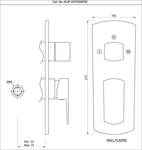 AQUAMAX EXPOSED PART KIT OF SINGLE LEVER SHOWER MIXER WITH 3-WAY DIVERTER AND SLEEVE (COMPATIBLE WITH ALD-783N) - JAQUAR FAUCETS -  ( GMP - KUBIX PRIME - 0x15 mm - 0inchX0.5inch )