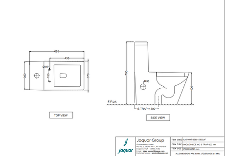 EWC 300MM S-TRAP W/FTGS & S/COVER - JAQUAR SWARE - ( WHITE - KUBIX - 0x0 mm - 0inchX0inch )