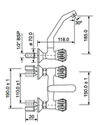(PRUN)SINK MIXER WITH J  SHAPED W/M - JAQUAR FAUCETS -  ( CHROME - CONTINENTAL - 0x0 mm - 0inchx0inch )