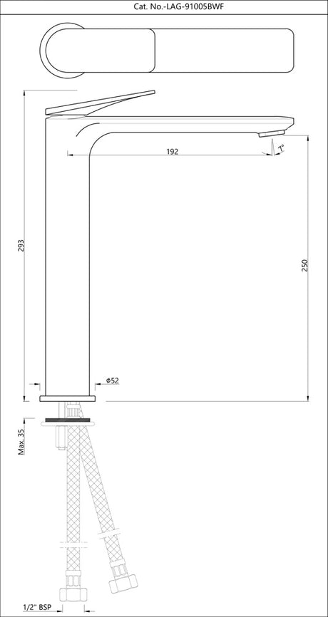 SINGLE LEVER HIGH NECK BASIN MIXER - JAQUAR FAUCETS -  ( BLUSH GOLD PVD - LAGUNA - 0x15 mm - 0inchX0.5inch )