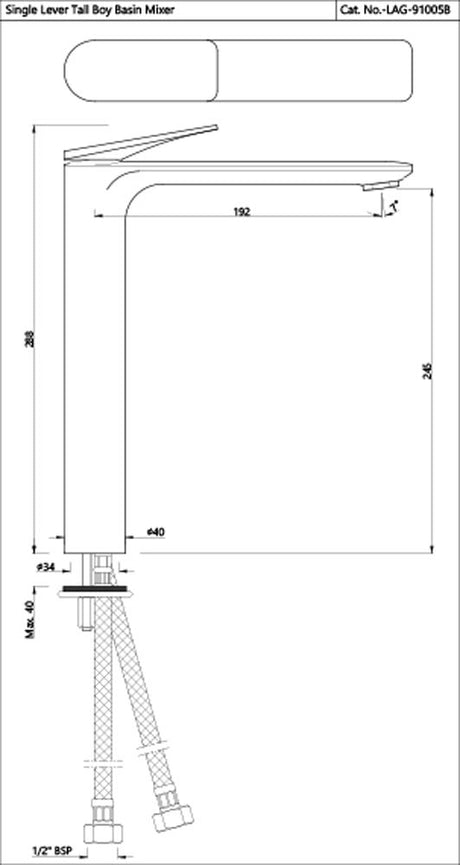 SINGLE LEVER BASIN MIXER HIGH NECK - JAQUAR FAUCETS -  ( CHR - LAGUNA - 0x15 mm - 0inchX0.5inch )