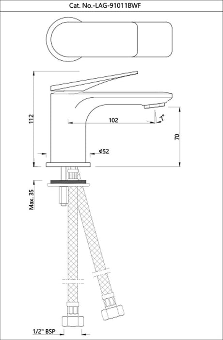 SINGLE LEVER BASIN MIXER W/O POPUP - JAQUAR FAUCETS -  ( CHROME - LAGUNA - 0x15 mm - 0inchX0.5inch )