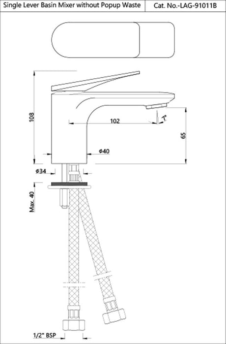 SINGLE LEVER BASIN MIXER W/O POPUP   - JAQUAR FAUCETS -  ( GBP - LAGUNA - 0x15 mm - 0inchX0.5inch )