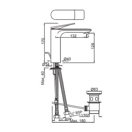 SINGLE LEVER EXTENDED BASIN MIXER (HEIGH - JAQUAR FAUCETS -  ( CHROME - LAGUNA - 0x15 mm - 0inchX0.5inch )