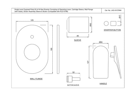 SINGLE LEVER EXPOSED PARTS KIT OF HI-FLO - JAQUAR FAUCETS -  ( GBP - LAGUNA - 0x15 mm - 0inchX0.5inch )