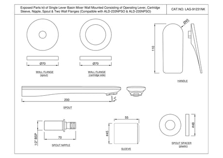 EXPOSED PART SL BUILT IN WALL - JAQUAR FAUCETS -  ( BLACK CHROME - LAGUNA - 0x15 mm - 0inchX0.5inch )