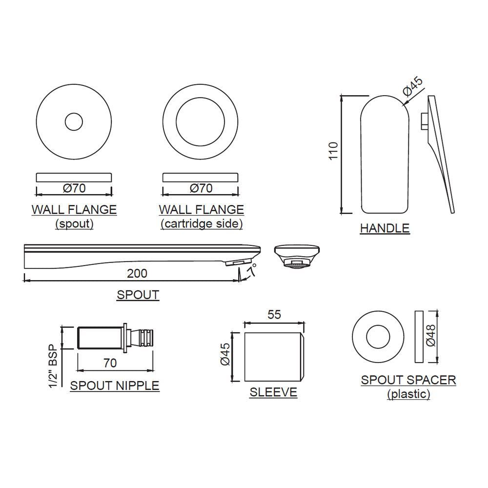 EXPOSED PART SL BUILT IN WALL - JAQUAR FAUCETS -  ( GOLD BRIGHT PVD - LAGUNA - 0x15 mm - 0inchX0.5inch )