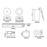 EXPOSED PART SL BUILT IN WALL - JAQUAR FAUCETS -  ( BLACK MATT - LAGUNA - 0x15 mm - 0inchX0.5inch )